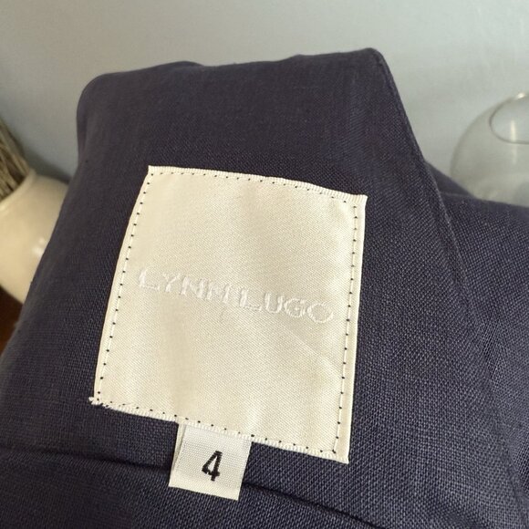 Lynn Lugo Silk Fit & Flare Dress Navy Blue Party Cocktail Made in USA - Picture 5 of 7